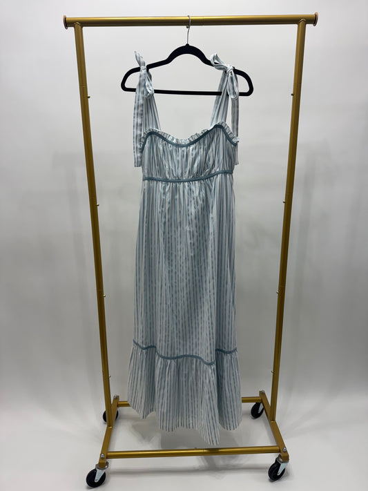 Striped bow tie maxi dress