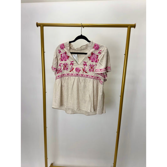 Embroidered Ruffle Top