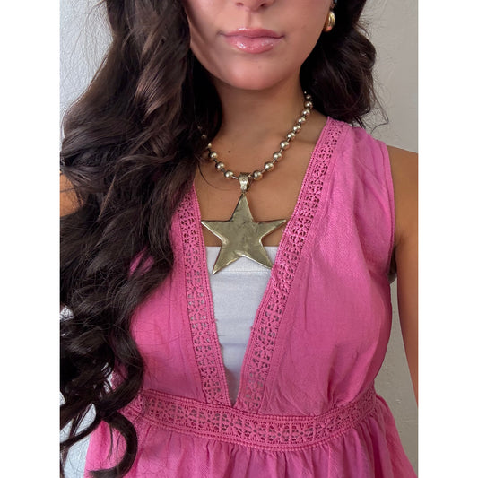 Hammered Chunky Star Necklace