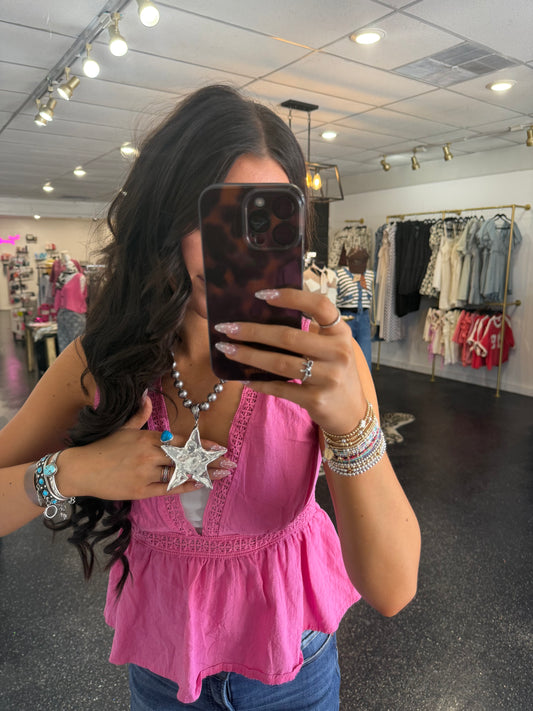 Hammered Chunky Star Necklace