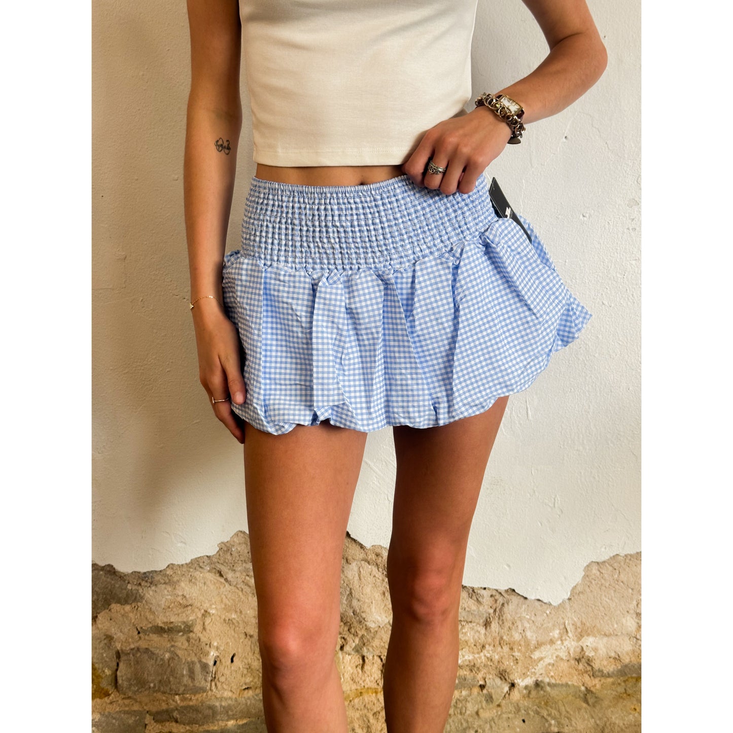 Mini Blossom Gingham Skirt