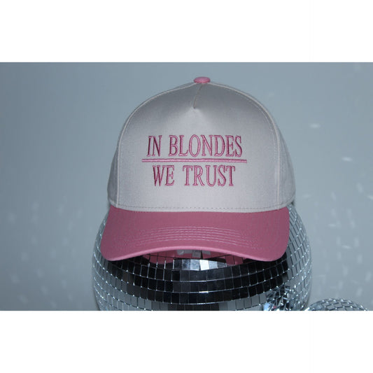Pink In Blondes We Trust Fabric Hat