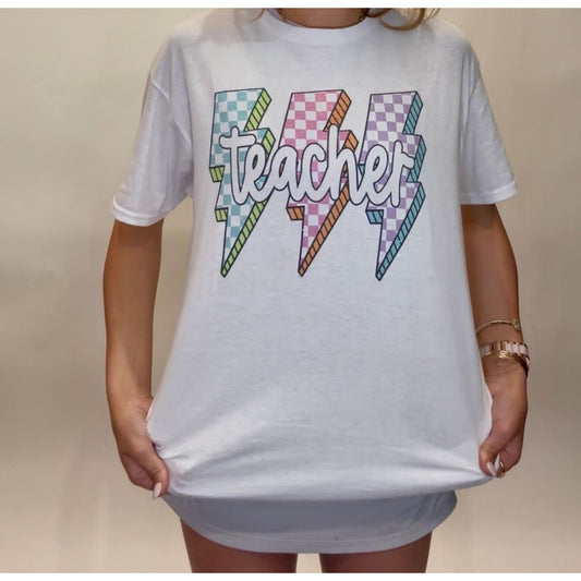 Teacher lightning bolt game day tee