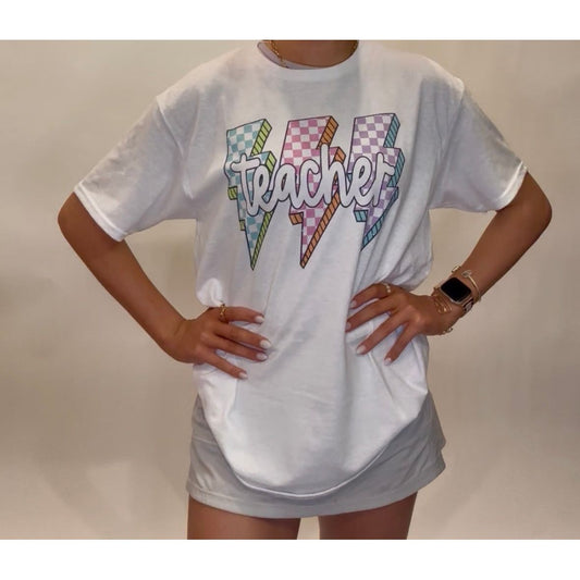 Teacher lightning bolt game day tee