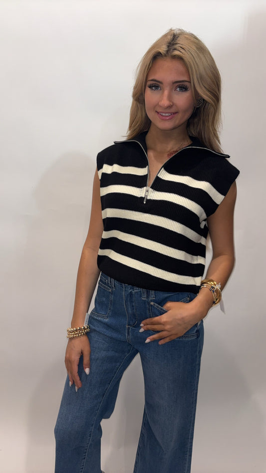 Chic Stripes Zip Vest