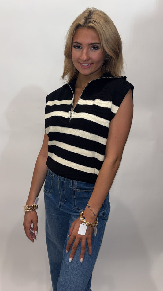 Chic Stripes Zip Vest