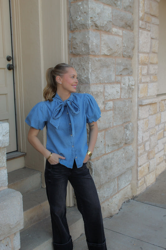 Denim Daydream Bow Top