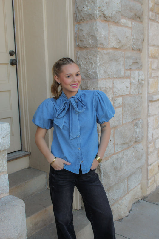 Denim Daydream Bow Top