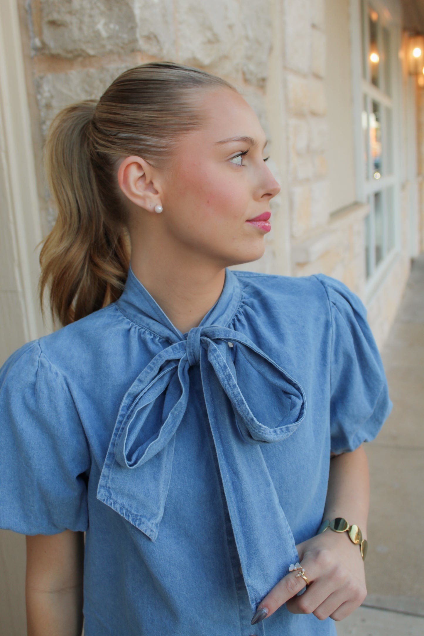 Denim Daydream Bow Top