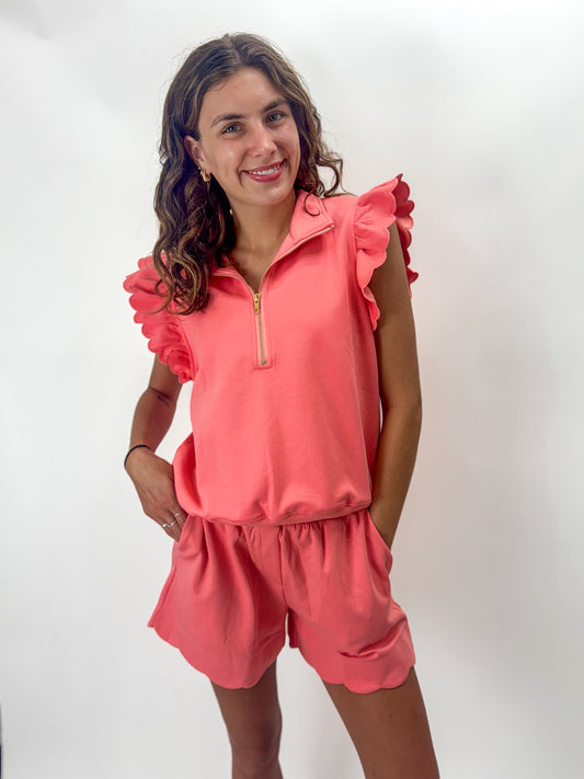 Coral Craze Scalloped Set